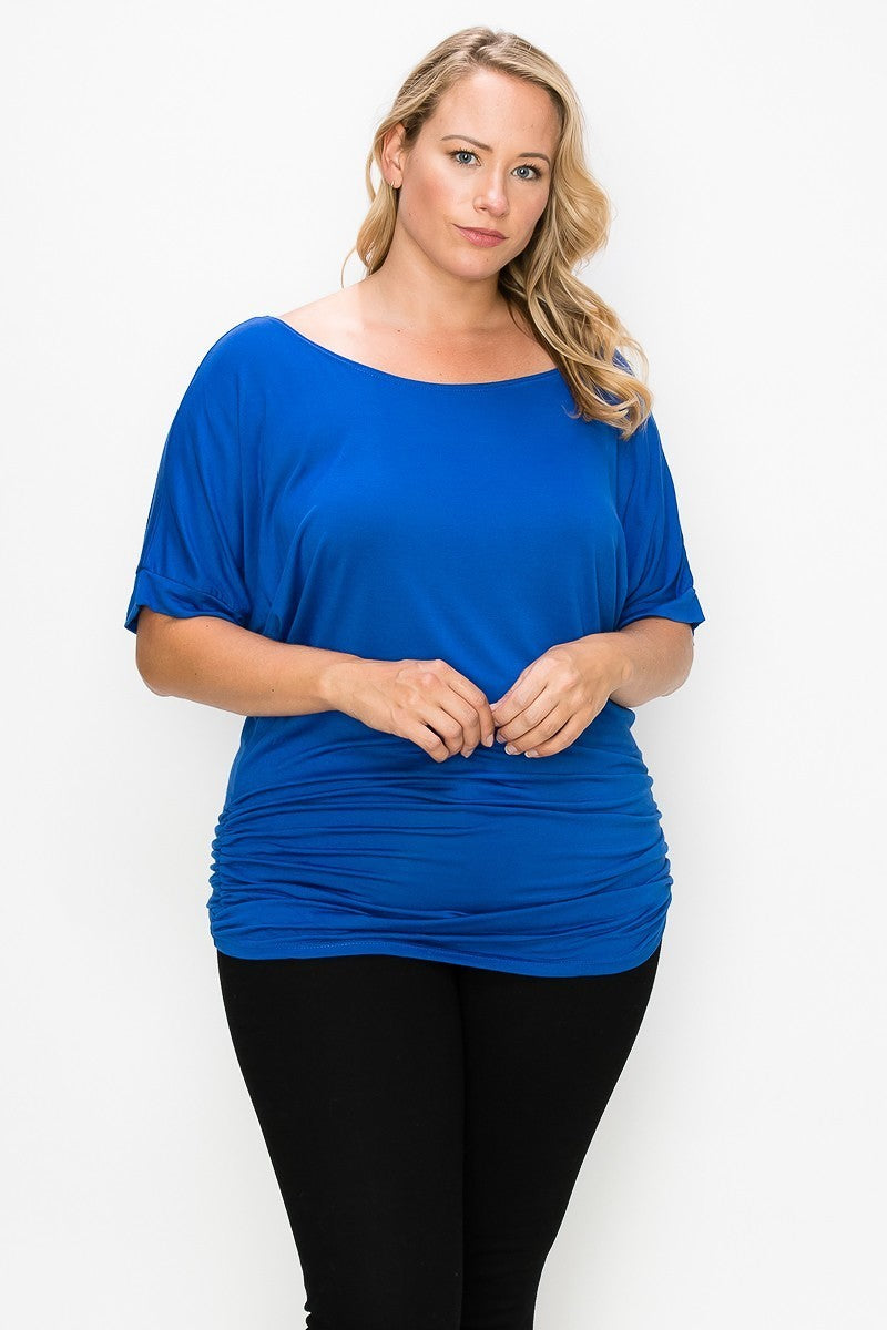 Short Sleeve Ruched Sides Top