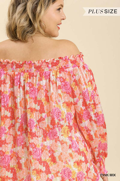 Sheer Floral Print Off Shoulder Top