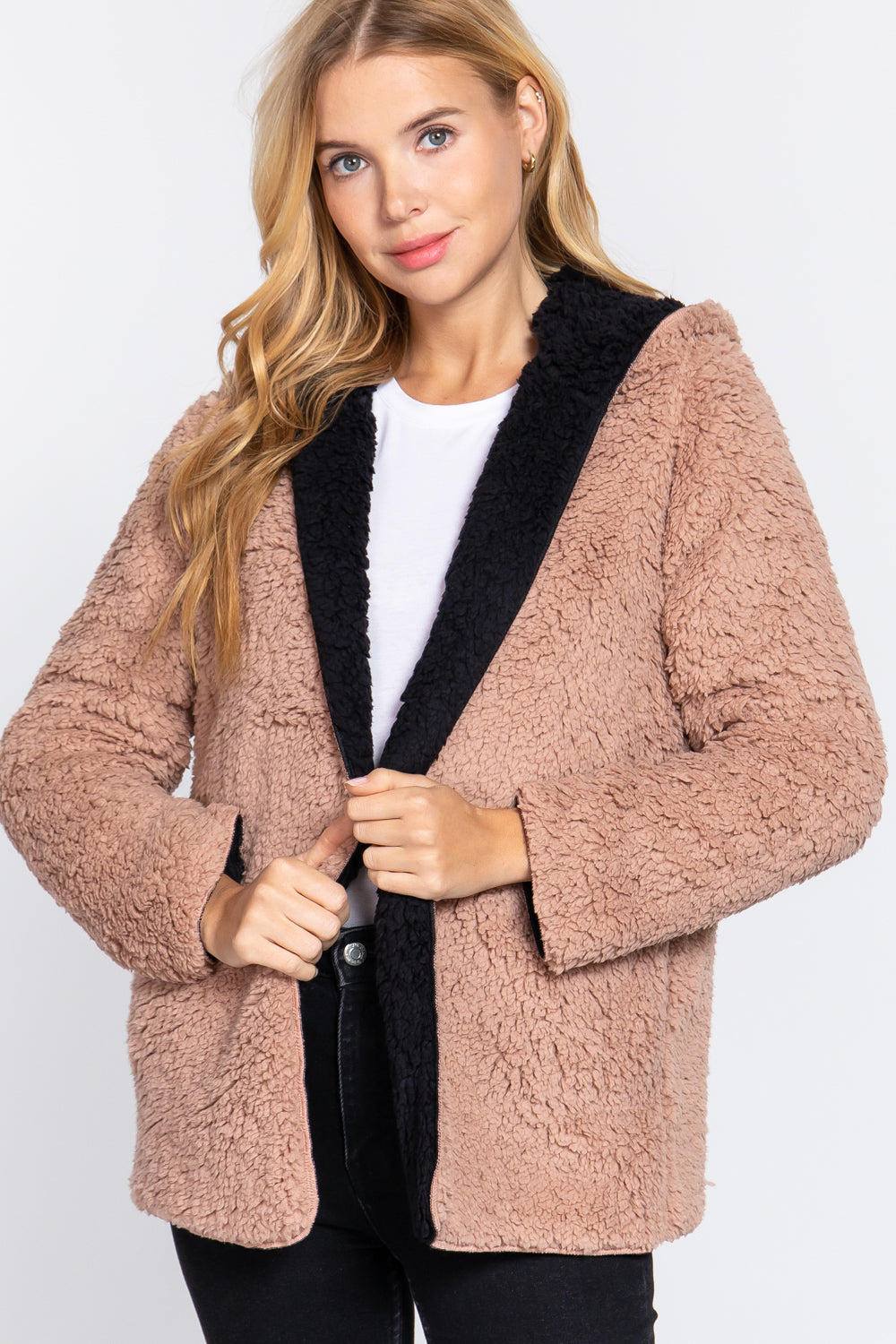 Faux Fur Reversible Hoodie Jacket