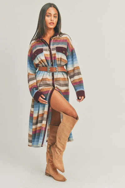 Stripped Retro Long Sleeve Dress