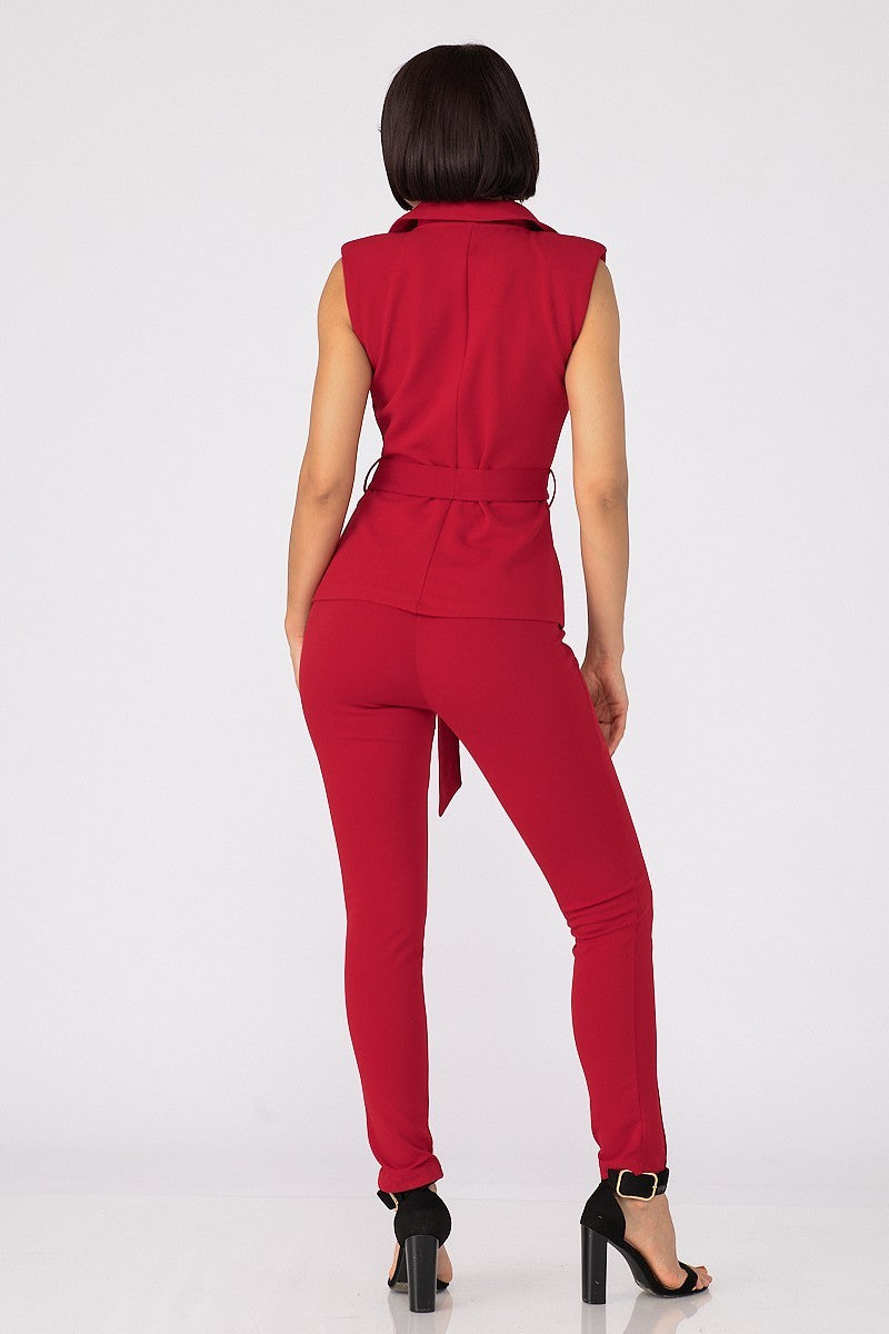 Sleeveless Pants Suit