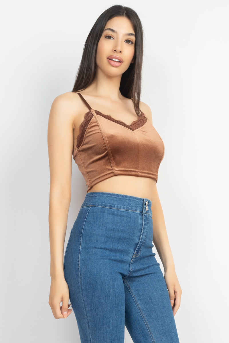 Sleeveless Corset Velvet Crop Top