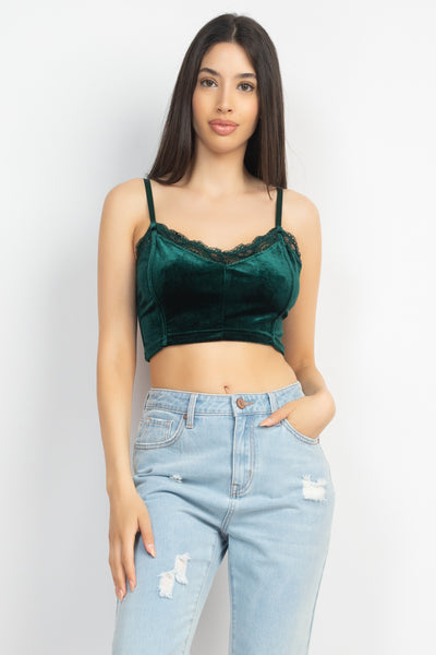 Sleeveless Corset Velvet Crop Top