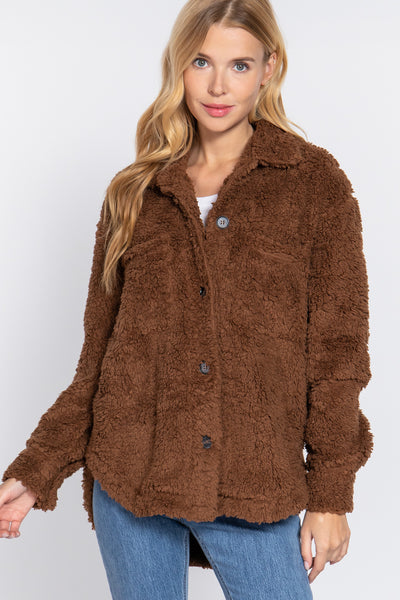 Long Sleeve Fuzzy Oversize Jacket