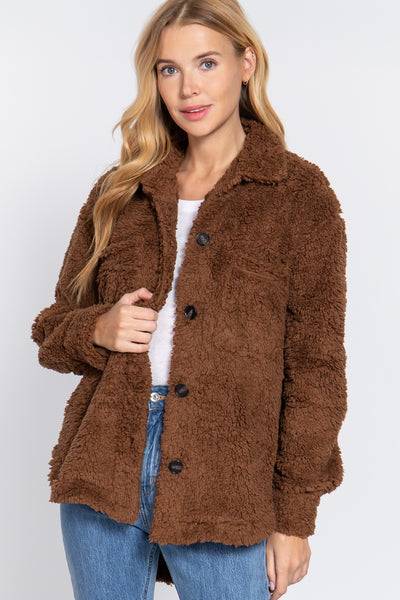 Long Sleeve Fuzzy Oversize Jacket