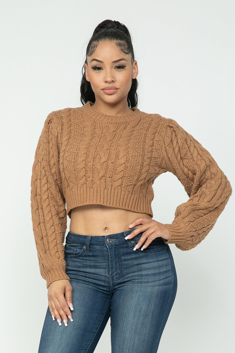 Cable Knit Sweater Crop Top