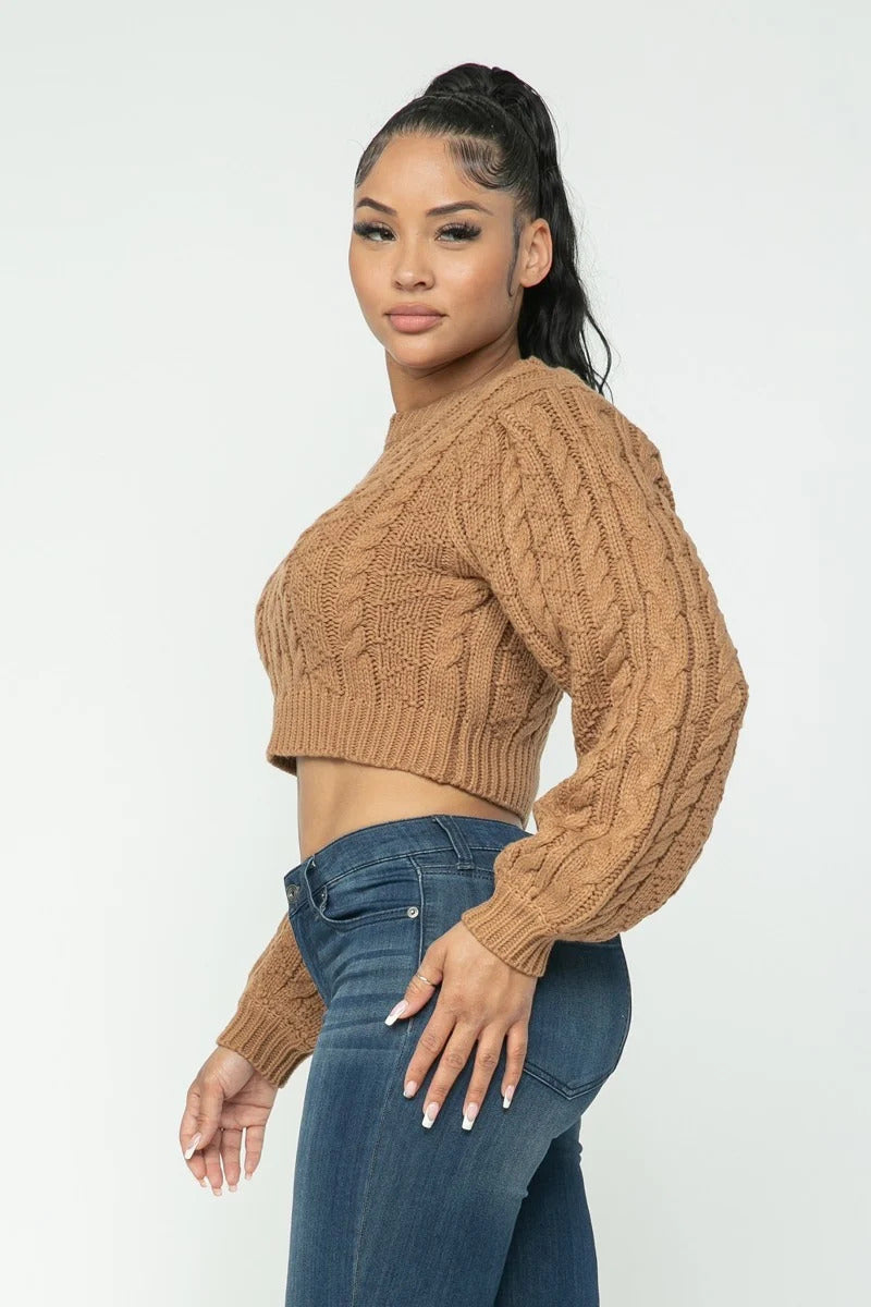 Cable Knit Sweater Crop Top