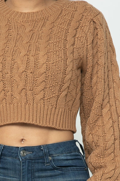 Cable Knit Sweater Crop Top