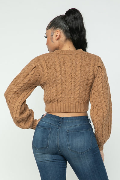 Cable Knit Sweater Crop Top