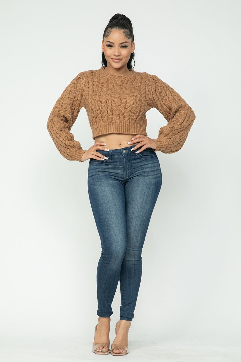 Cable Knit Sweater Crop Top