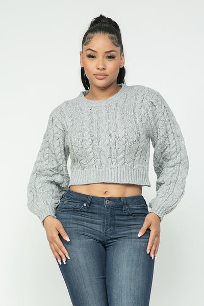 Cable Knit Sweater Crop Top