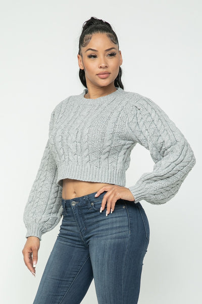 Cable Knit Sweater Crop Top