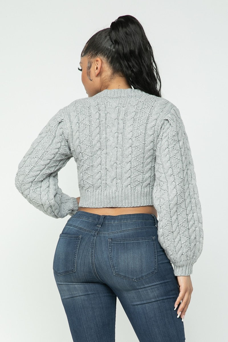 Cable Knit Sweater Crop Top