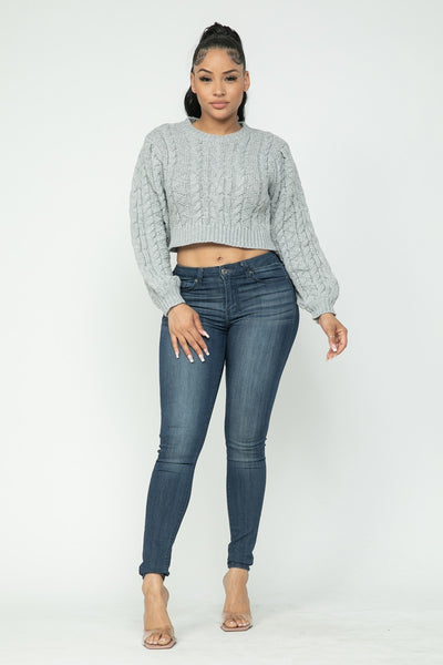 Cable Knit Sweater Crop Top