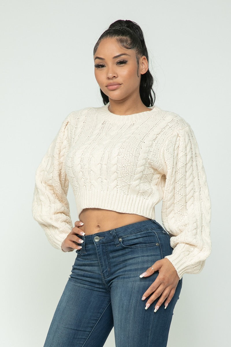 Cable Knit Sweater Crop Top