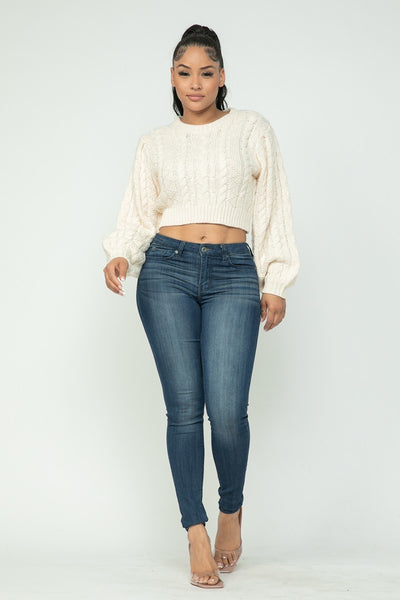 Cable Knit Sweater Crop Top