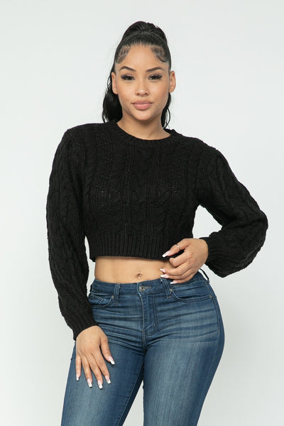 Cable Knit Sweater Crop Top