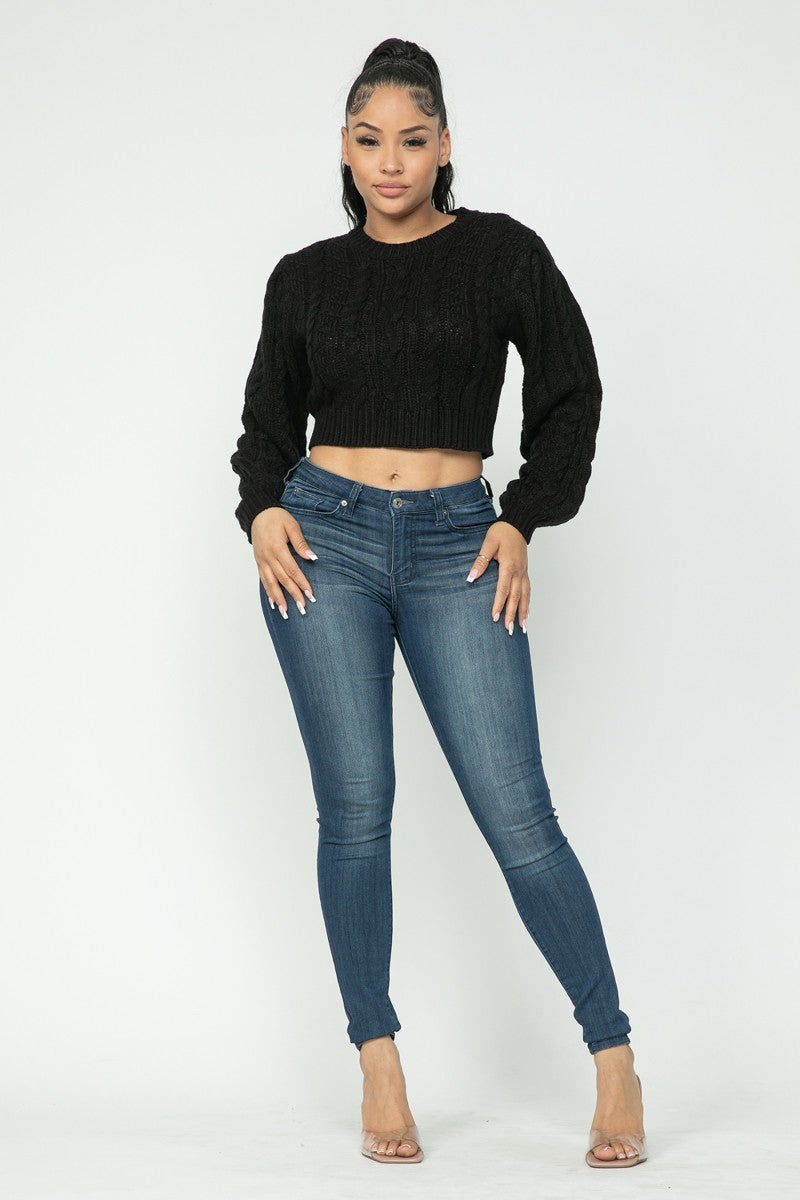 Cable Knit Sweater Crop Top