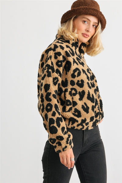 Leopard Teddy Zip-up Jacket