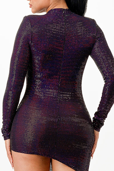 Asymmetrical Glitter Baddie Dress