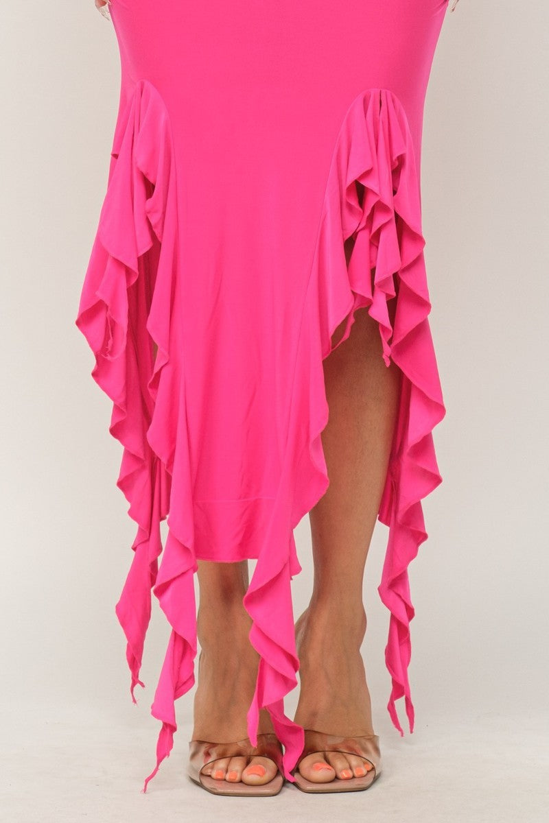 Ruffle Hem Maxi Dress