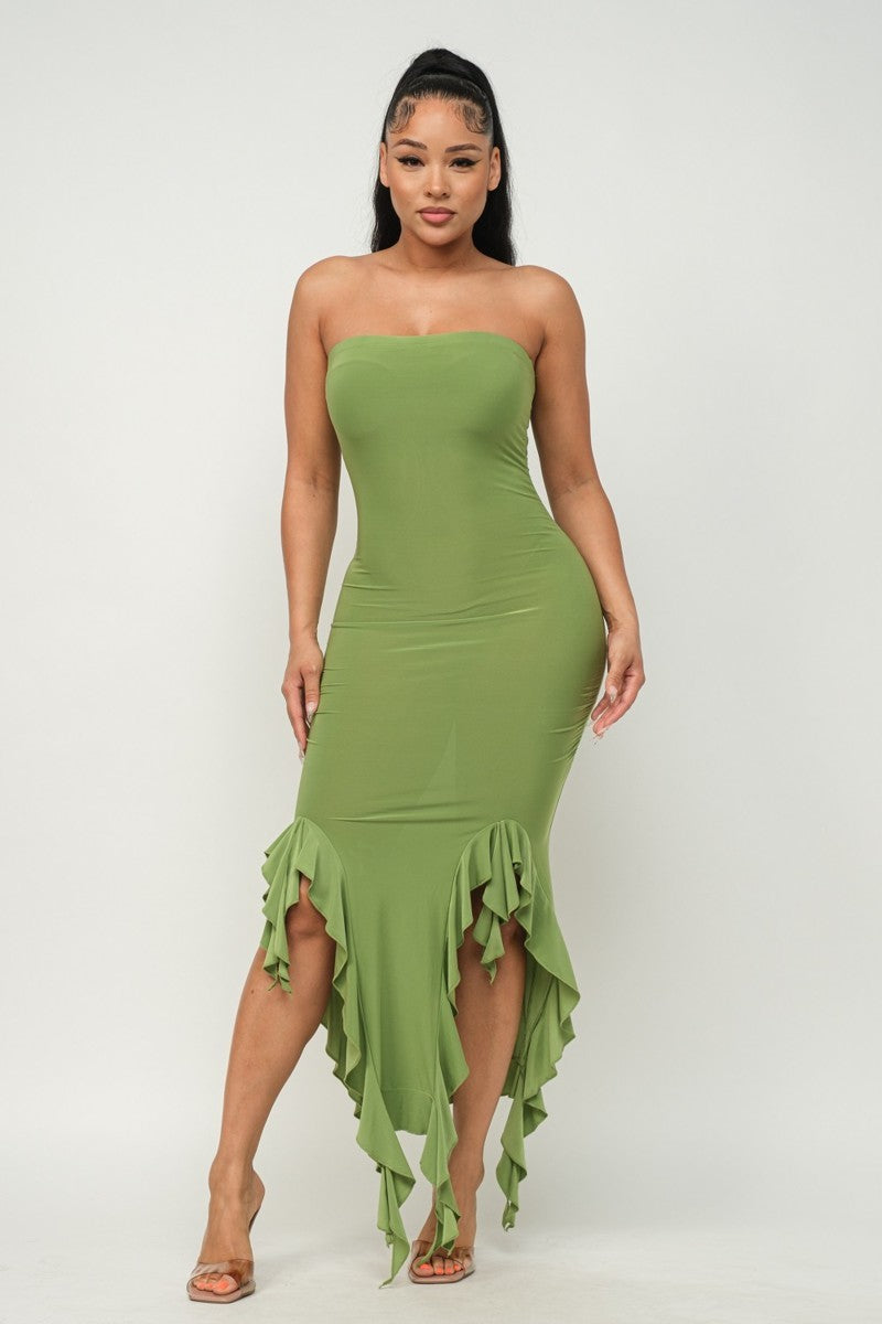 Ruffle Hem Maxi Dress