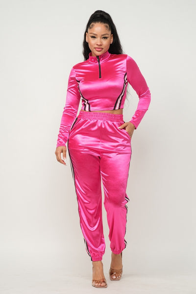 Satin Jacket And Pants Set