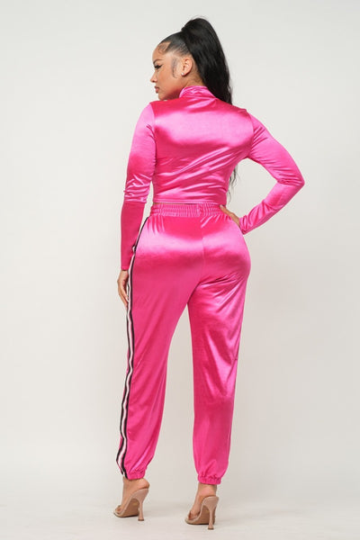 Satin Jacket And Pants Set