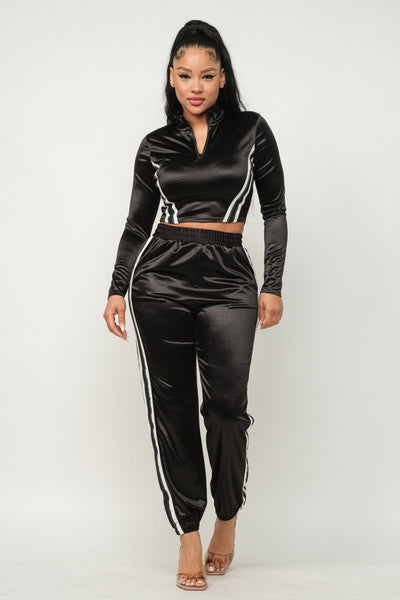 Satin Jacket And Pants Set