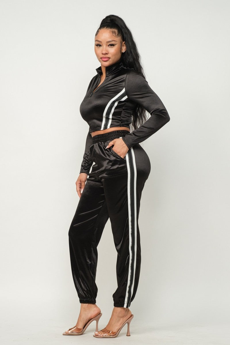 Satin Jacket And Pants Set