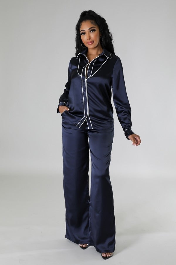 Long Sleeve Navy Pants Set