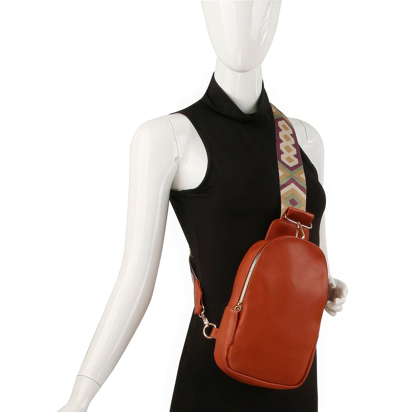 Smooth Zipper Sling Crossbody Handbag