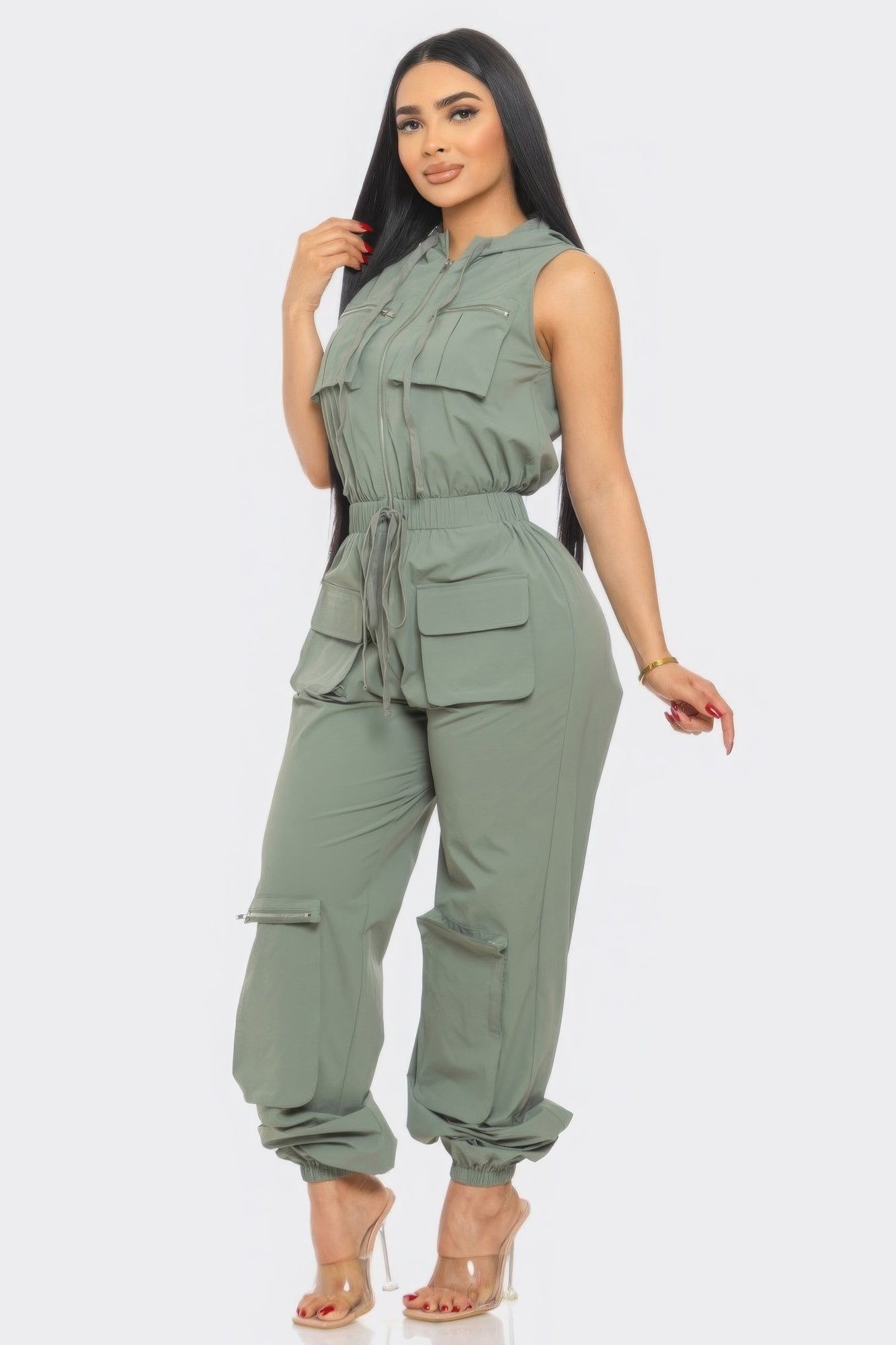 Aubrey Sleeveless Cargo Jumpsuit